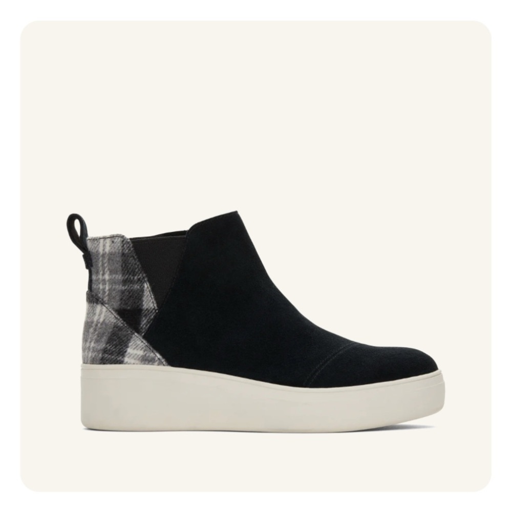 TOMS Jamie Black Plaid Slip-On Sneaker - Picture 1 of 11